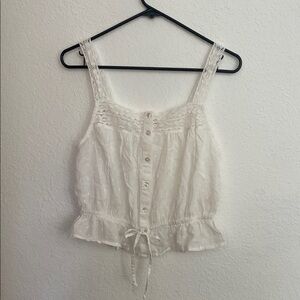 Chic White Lace Button-Down Women's Blouse